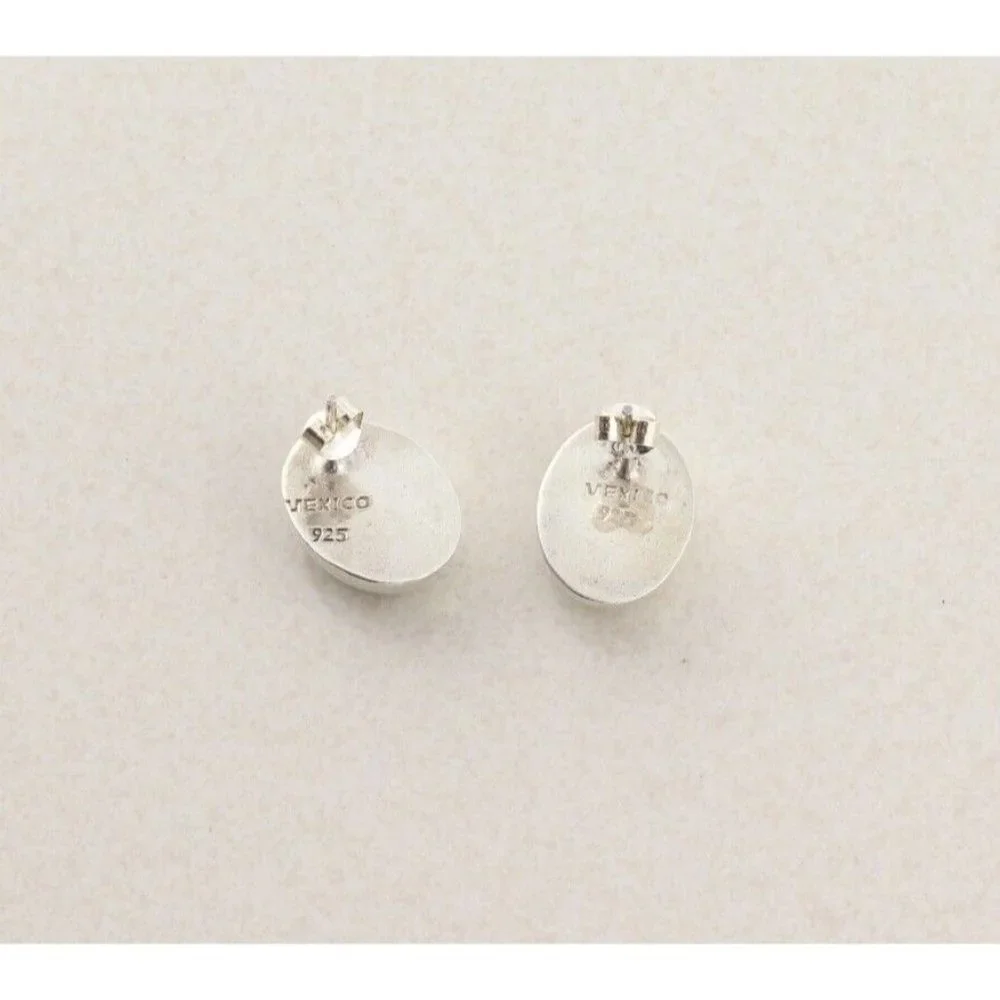 Sterling Silver Red Howlite Earrings Stud Post Earrings - Picture 7 of 8